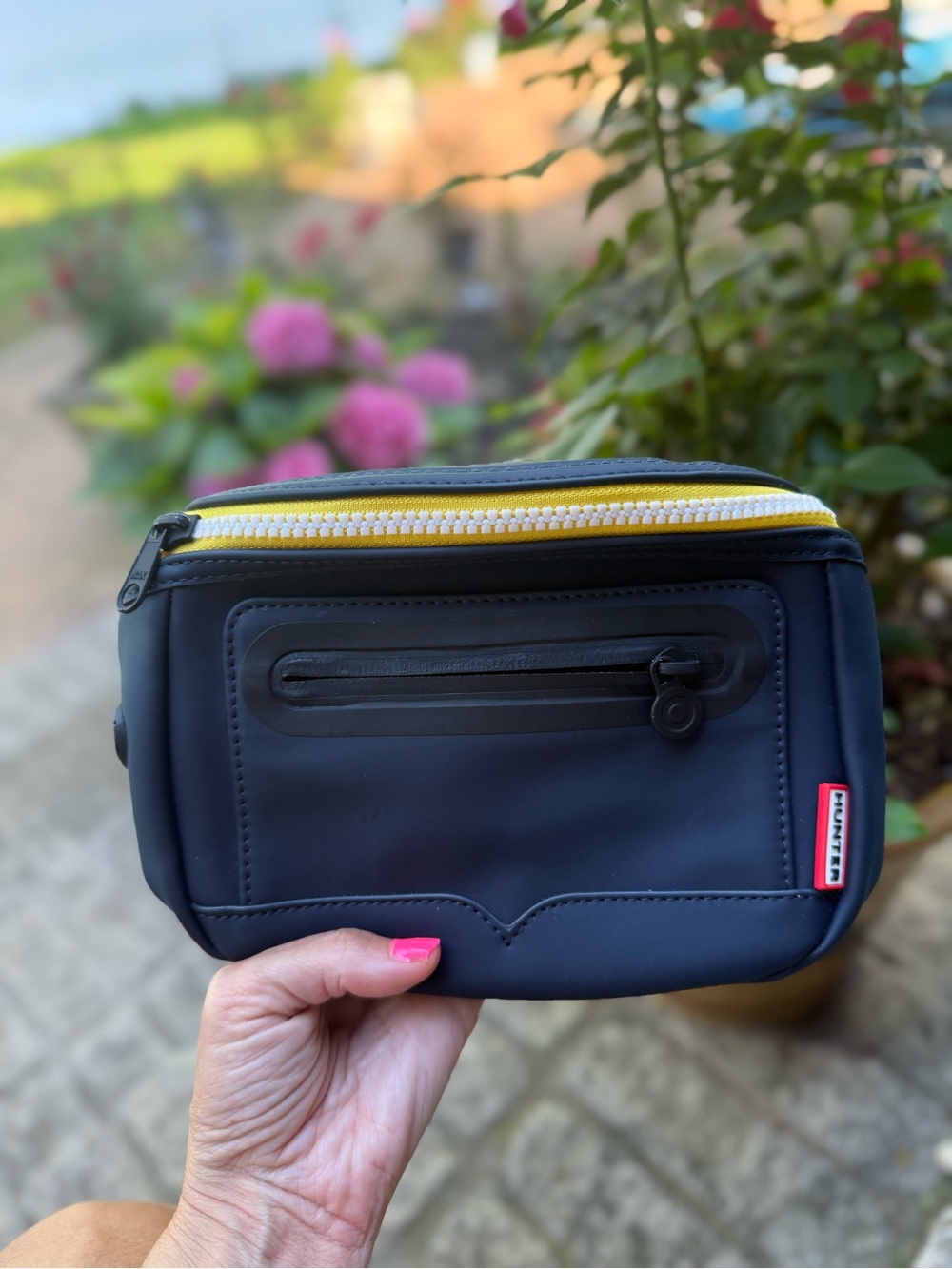 Hunter Black Belt Bag with Yellow Zipper